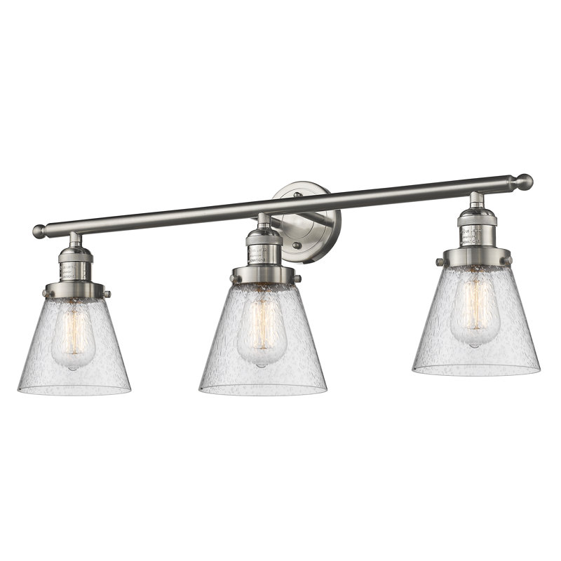 3 - Light Dimmable Vanity Light, Brushed Satin Nickel