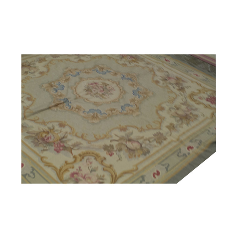 Hand-Knotted High-Quality Beige and Green Area Rug