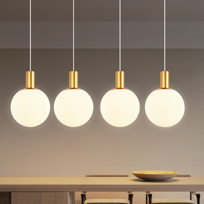 4-Light Glass Kitchen Island Pendant