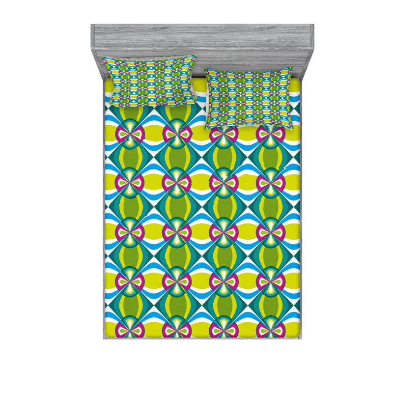 Ensemble de draps à motif floral elliptique Motifs, Ensemble de drap pour grand lit avec drap-housse