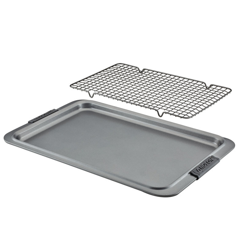 Gray Nonstick Baking Sheet and Cooling Rack Set, 11" x 17"