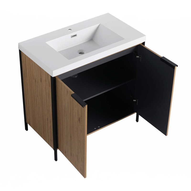 Meuble-lavabo autoportant avec lavabo en résine