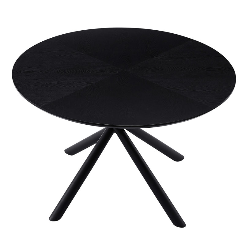 Round Coffee Table, 48.4'', Metal Base, And Classy, Black Modern 48.4'' Black, Simple Stylish