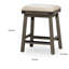 Tabouret de comptoir 24 pouces, finition gris patiné, siège en cuir gris français-2141752206-2141752207