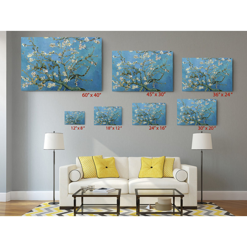 Reproduction d'art sur toile, "Almond Blossoms 1888" par Vincent Van Gogh, H 24 po x l 36 po