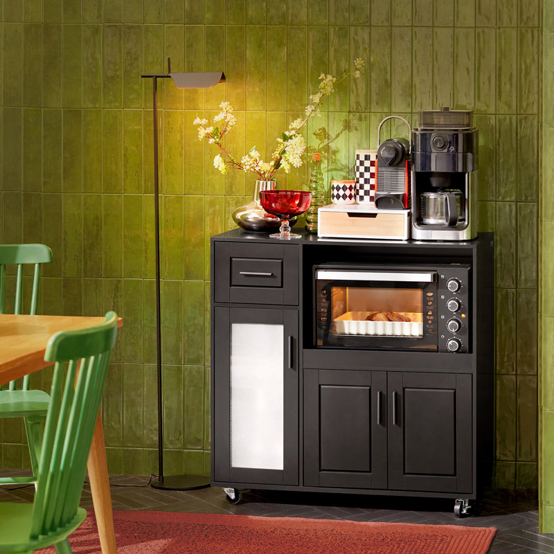 Kelon 89cm Kitchen Pantry, Black