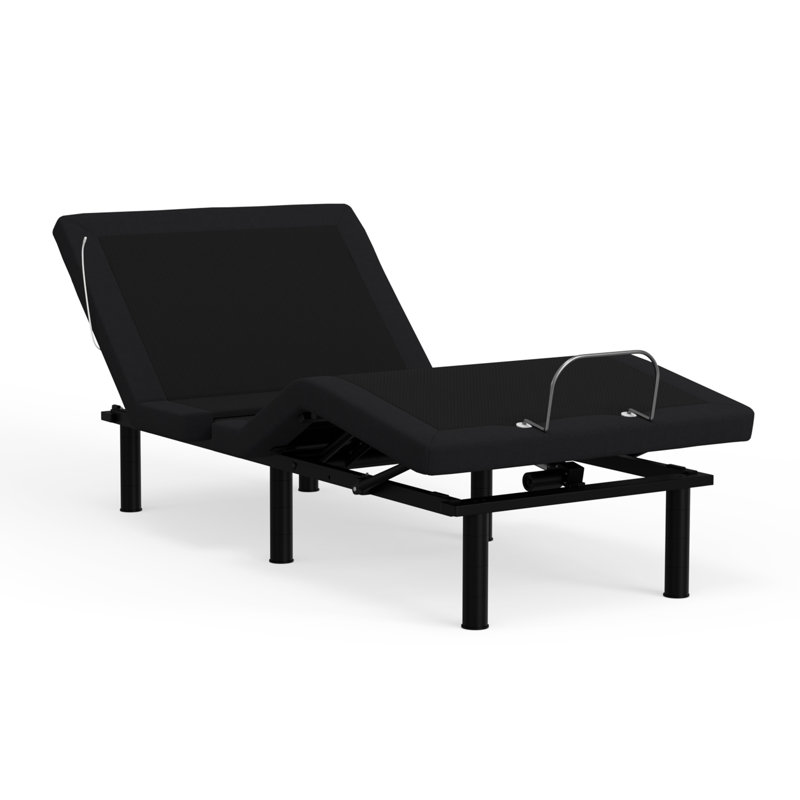 Base de lit simple TG foncé foncé: réglable, zéro, massage des pieds à lumière ambiante