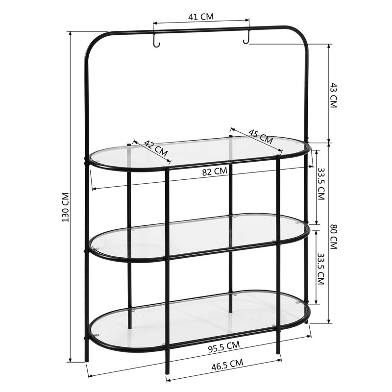 Invaldi 95cm W Metal Shelving Unit, Black