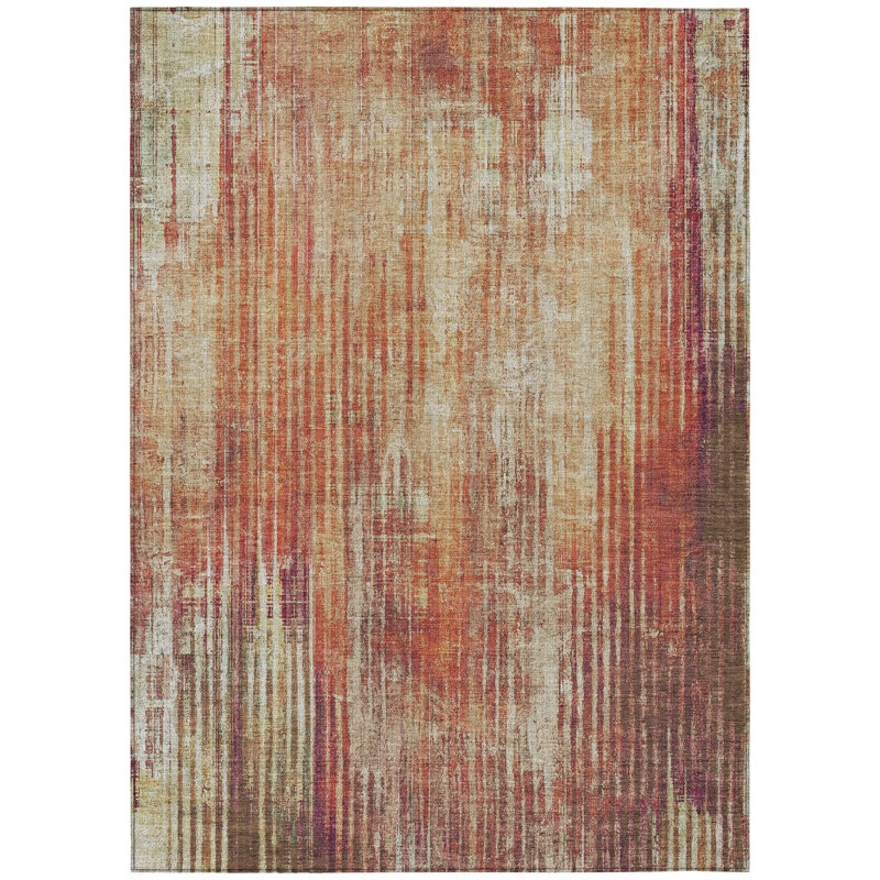 Tapis extérieur lavable rayé beige et taupe 9 pi x 12 pi orange