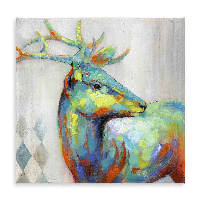 Abstract Color Spotted Deer Tablecloth | Blue Indoor Outdoor Decor