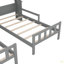 Lit plateforme simple double avec tête de lit en forme de maison et table de chevet intégrée-1859040838