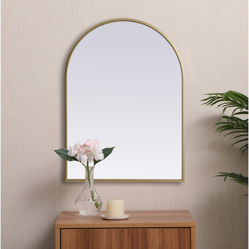 Sabine Metal Arch Wall Mirror, 30" x 22", Brass