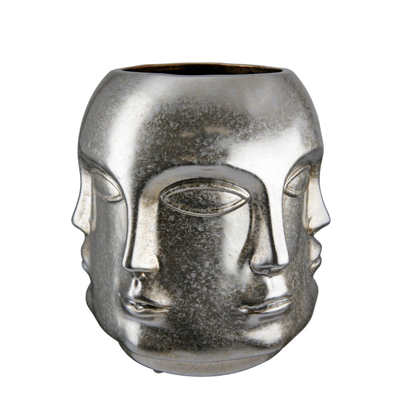 Abiya Ceramic Table Vase, Silver