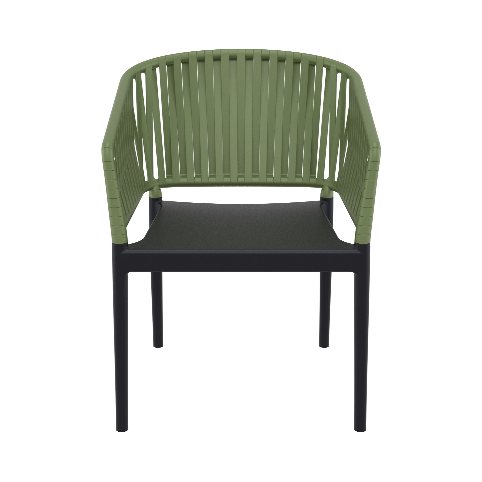 Newport Outdoor Stacking Dining Armchair, Olive Green/Black