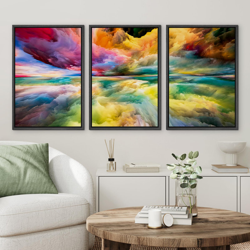«Clouds Vivid Colorful Sky Abstract Illustration Modern Images Large Encadrée», reproduction d'art sur toile