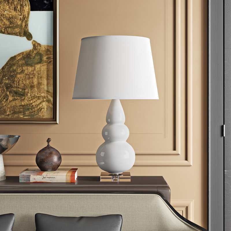 Triple Gourd Table Lamp, 24" H x 16" W x 16" D, Antique Brass, Smokey Taupe