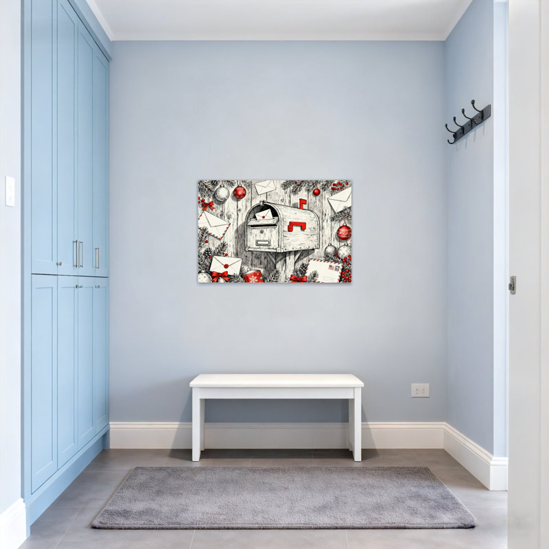 Boîte aux lettres de Noël avec lettres et décorations de Noël, H 24 po x l 36 po