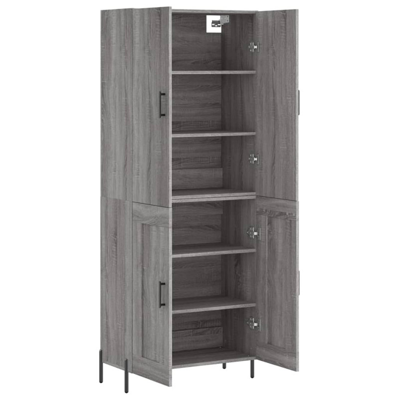 Mirayah 4 Door Manufactured Wood Wardrobe, Grey Sonoma