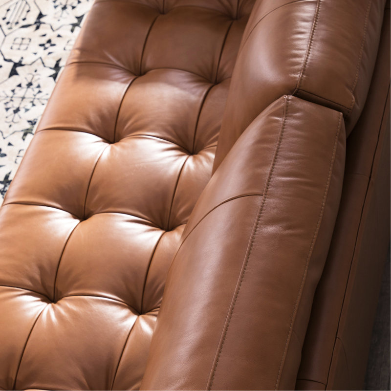 3 pieds Mid-Century en cuir, pieds en bois massif, charmant style cognac, 3 pieds