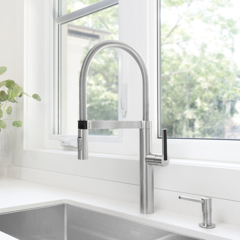 Blancoculina Semi Professional Single Handle Kitchen Faucet, Classic Steel, 2.2 GPM