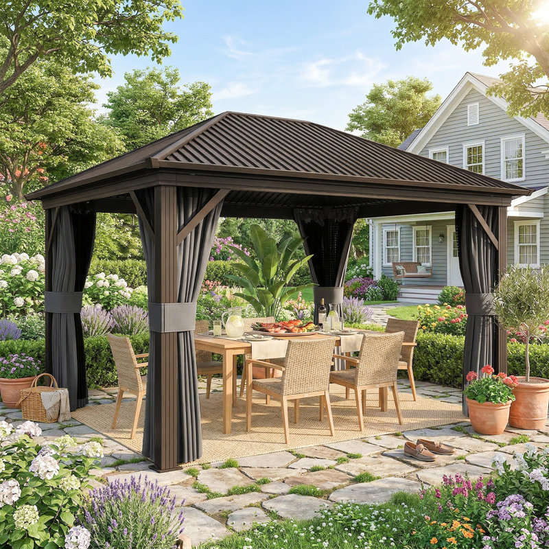 0.5 Ft. W x 0.5 Ft. D Aluminum Hardtop Gazebo, Dark Grey