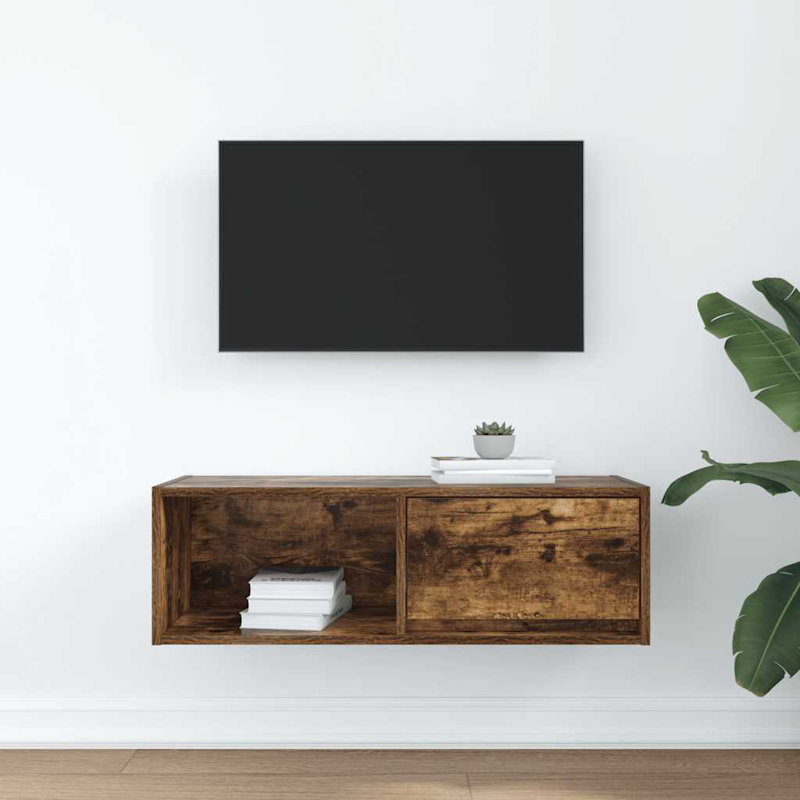 TV Cabinet 80X31x25.5 Cm Engineered Wood, 80 cm, Smoked Oak