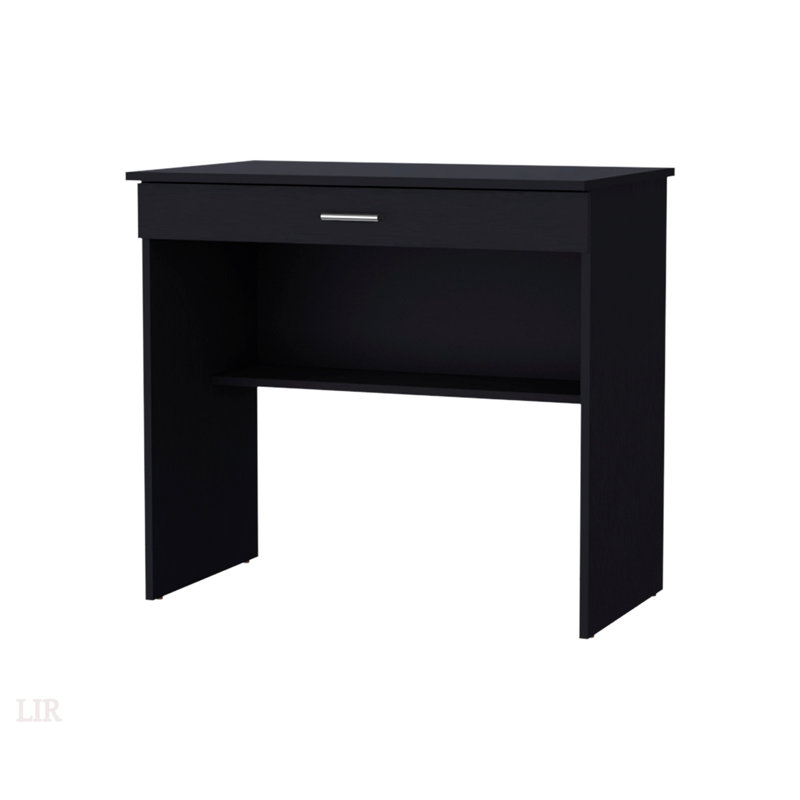 Bureau noir avec tiroir et tablette, Noir