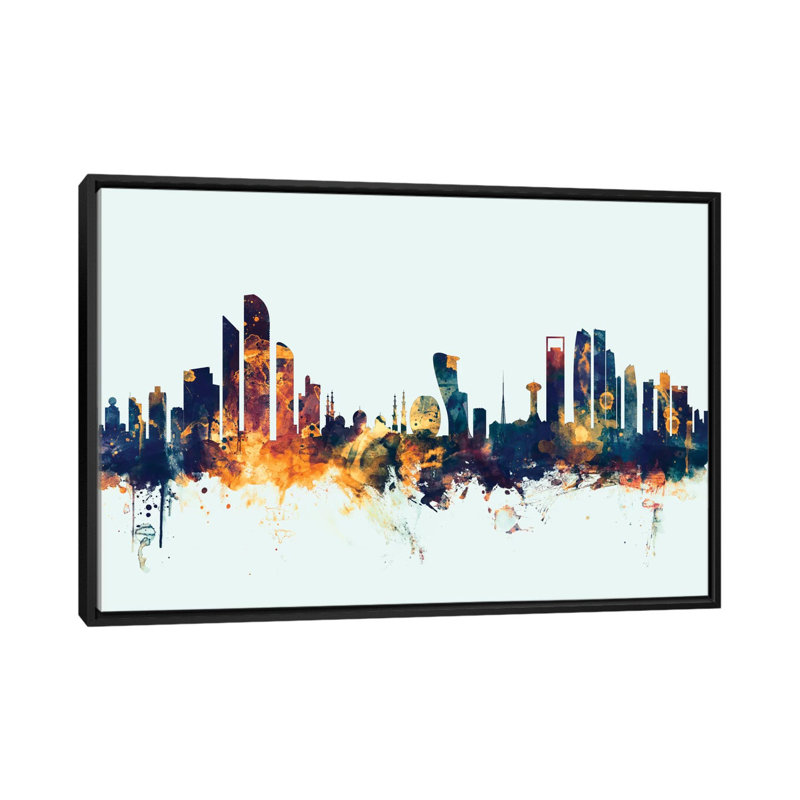 Abu Dhabi, UAE On Blue by Michael Tompsett - Gallery-Wrapped Canvas Giclée, Black Framed Canvas, No Mat