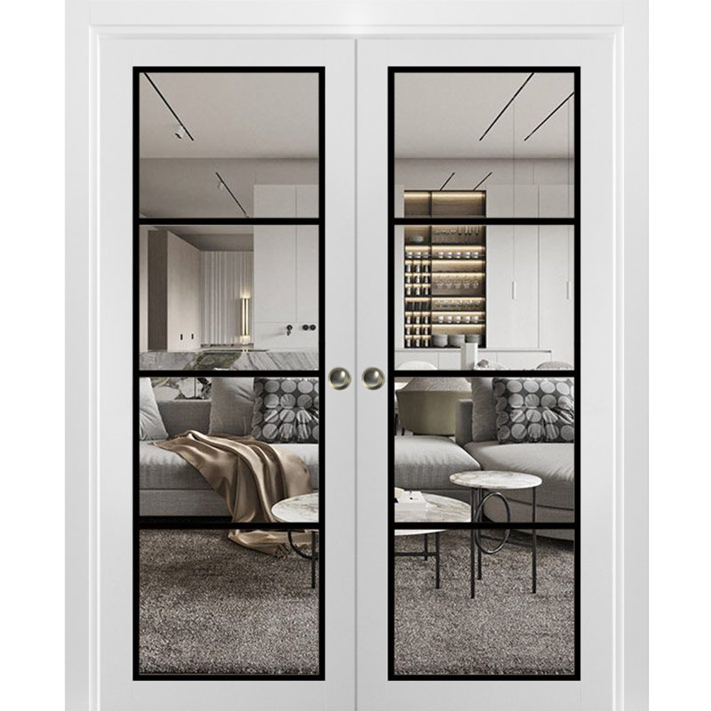 Portes françaises en bois manufacturé 2466, Satin blanc, 36 po x 80 po