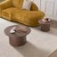 Ensemble de 2 tables basses rondes avec plateau en pierre frittée, repose-pieds robustes, antidérapants et faciles à nettoyer pour le salon-129385269-129385270