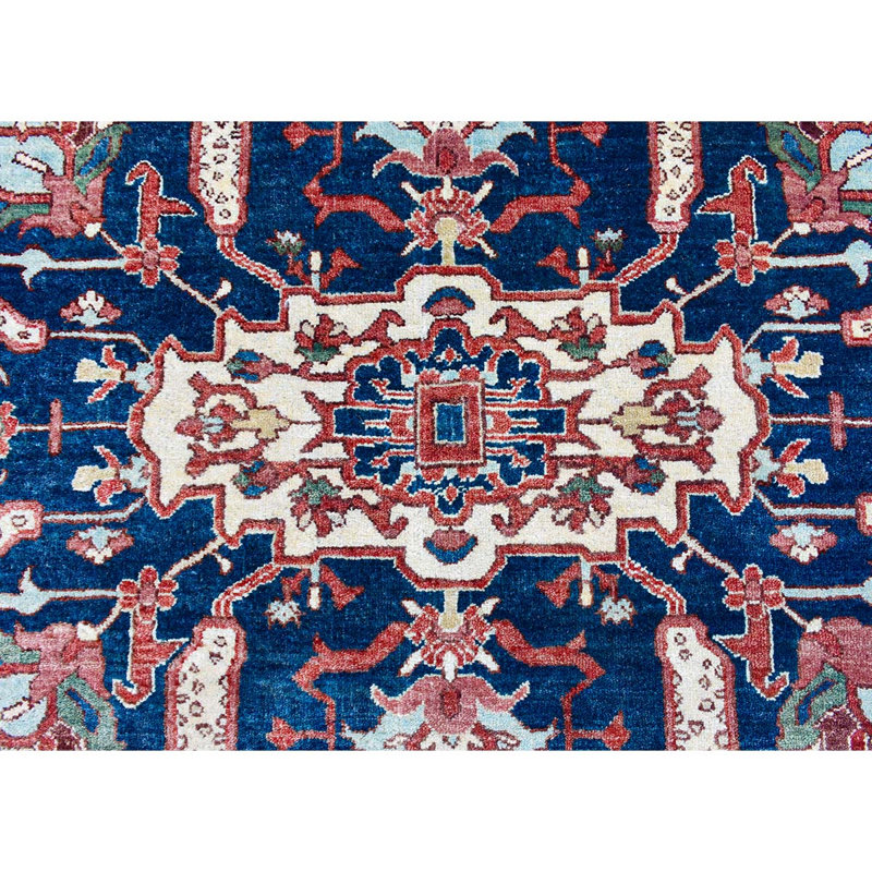 Wool Oriental Area Rug in Rust/Beige/Blue, Rectangle 10' x 14'