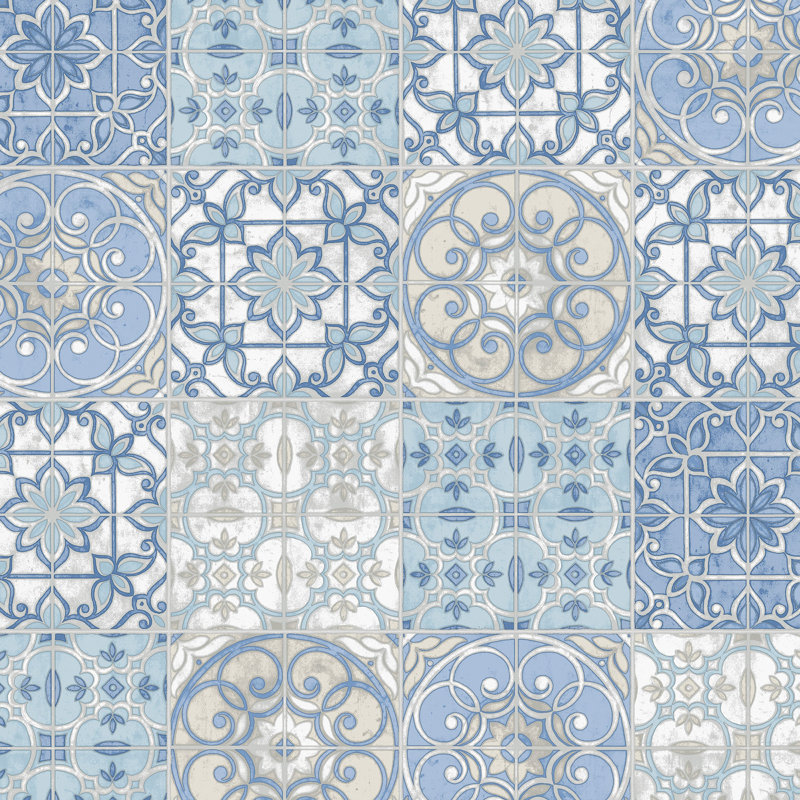 Batson 10m x 52.8cm Matte Paste the Wall Wallpaper Roll, Blue/Cream