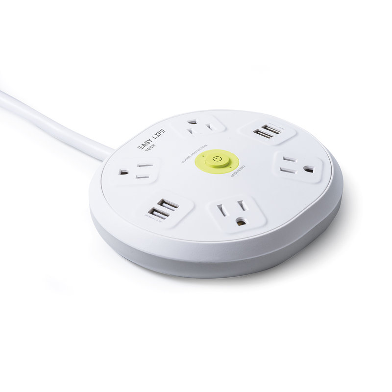 Protecteur de surtension multiprise 4 prises USB 4 prises Hub, Blanc