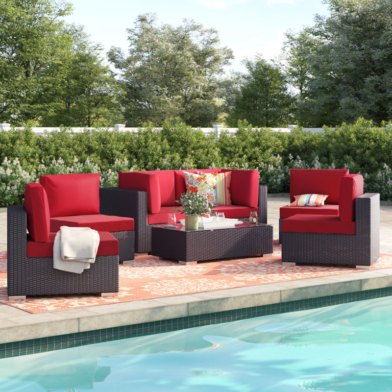 Ensemble modulaire d'extérieur 7 pièces Convene, Rouge