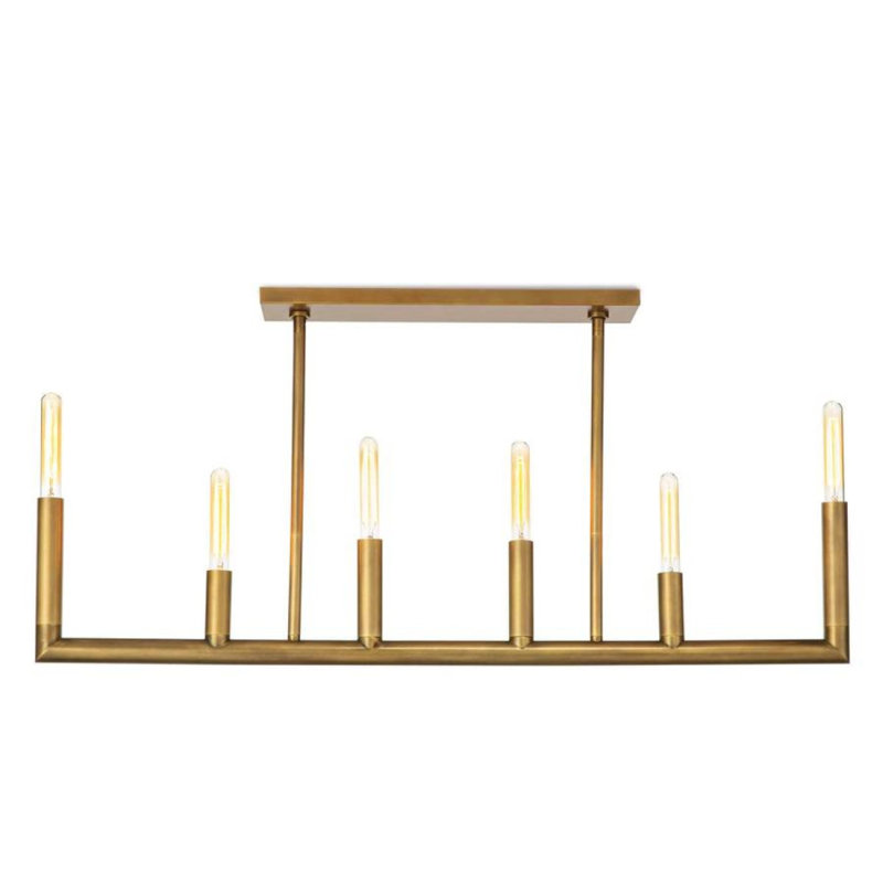 Lustre linéaire à lumière variable en laiton pour îlot de cuisine, H 16 po x l 62 po x P 2 po, Nickel satiné