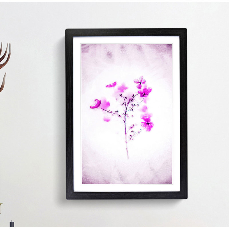 Hydrangeas in Abstract - Framed Print, 60cm H x 40cm W x 2cm D, Black