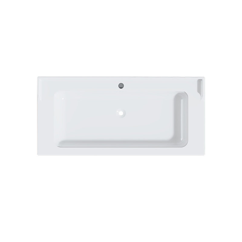 Gloss White Fireclay Rectangular Console Bathroom Sink with Overflow, Matte Black, Single