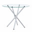 Table de salle à manger ronde en verre transparent avec une forme unique pour 4-6 personnes, avec des pieds en métal argentés en forme d'anneau-28255184