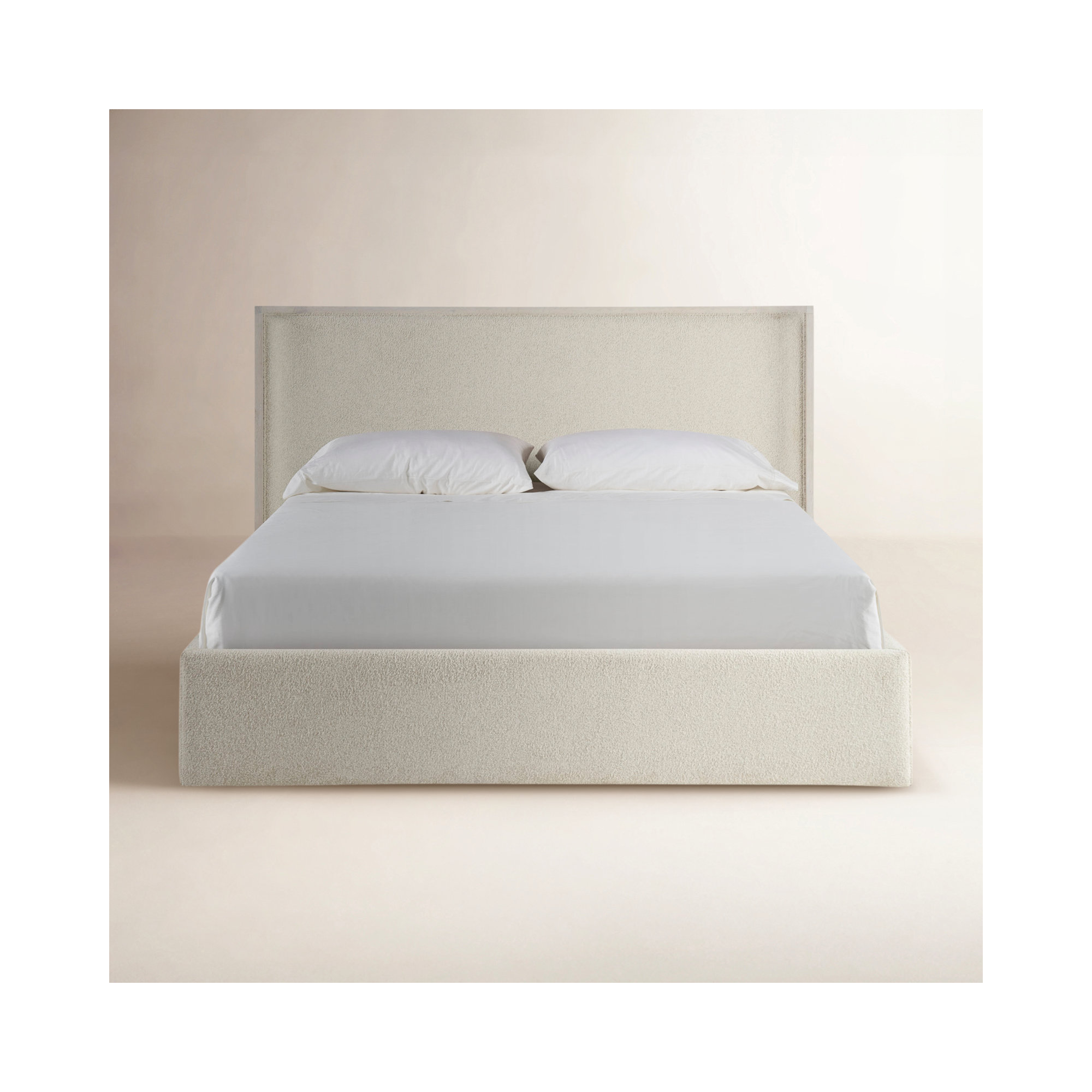 Caterina Upholstered Storage Bed, King, White Oak/Sheldon Ivory