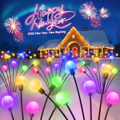 Guirlande lumineuse solaire de Noël pour l'extérieur, effet lucioles, couleurs RVB changeantes, 32 DEL, modes fixe et clignotant, étanche, idéale pour décorer les allées, les terrasses et les pelouses pendant les fêtes.