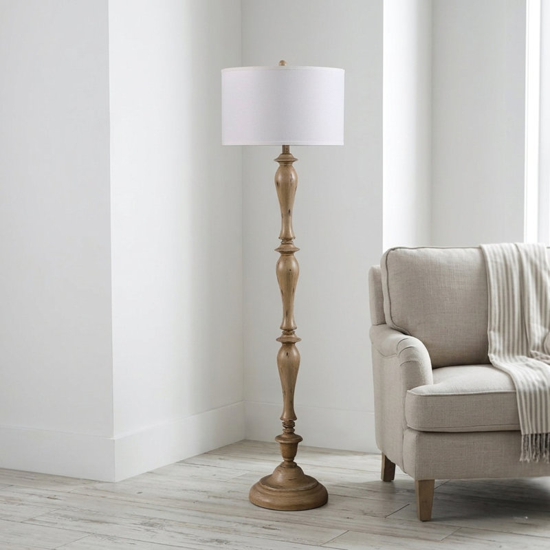 61.5" In Coastal Wood Effect Polyresin Floor Lamp