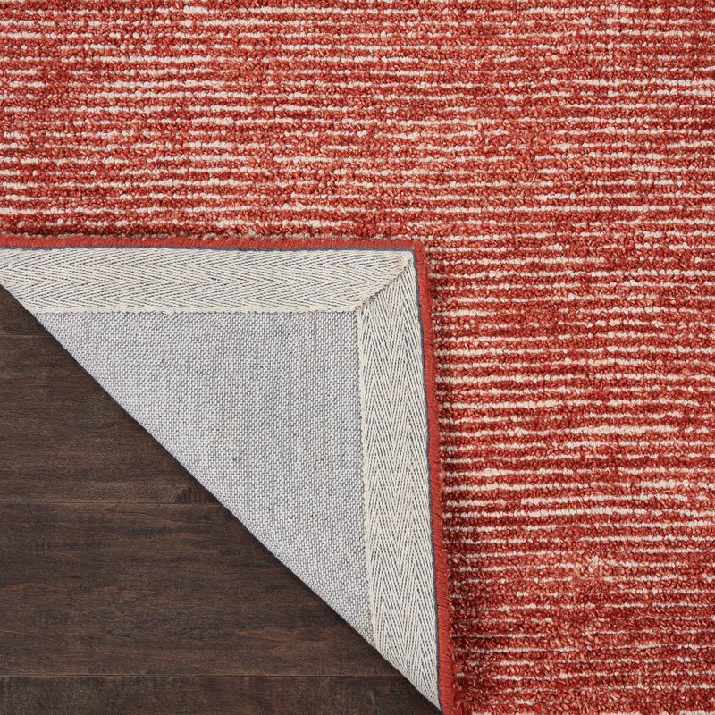 Tapis rouge touffeté à la main Modoulamin, Rectangle 3 pi 9 po x 5 pi 9 po