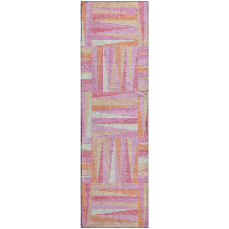 Premium Machine Washable Collett AMF1012 Squares Rug, Runner 2'3" x 7'6"
