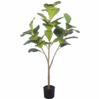 4ft Fiddle Leaf Fig Tree Artificial, Faux Fig Tree w/ 34 Leaves, Fake Ficus Lyrata Plant Real Touch Technology, Ideal for Home Office Indoor Decoratio