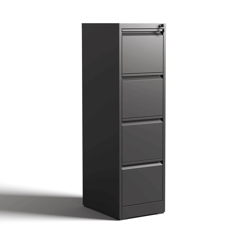 4 Drawer Metal Vertical File Cabinet With Lock Office Home Steel Vertical File Cabinet For A4 Legal/Letter Size, Black