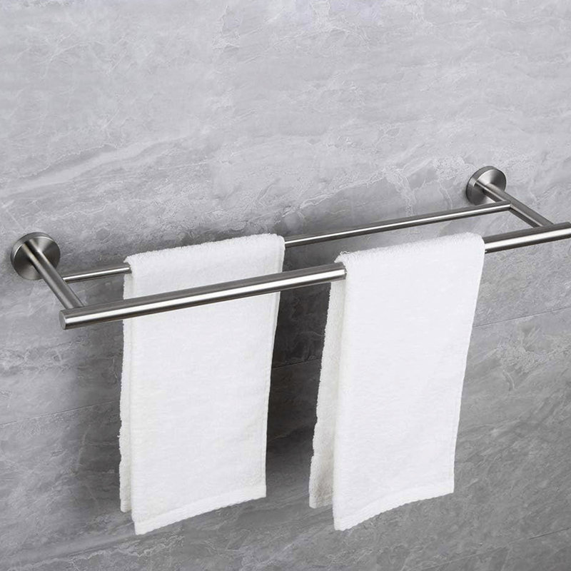 5 Wall Mount Towel Rack For Bathroom - Brushed Nickel Look, Aluminium Made, Modern Design, Corrosion, Versatile Use, Easy Installation Mounted 5 Piece Nickel, Aluminium, Appearance, Rust-,