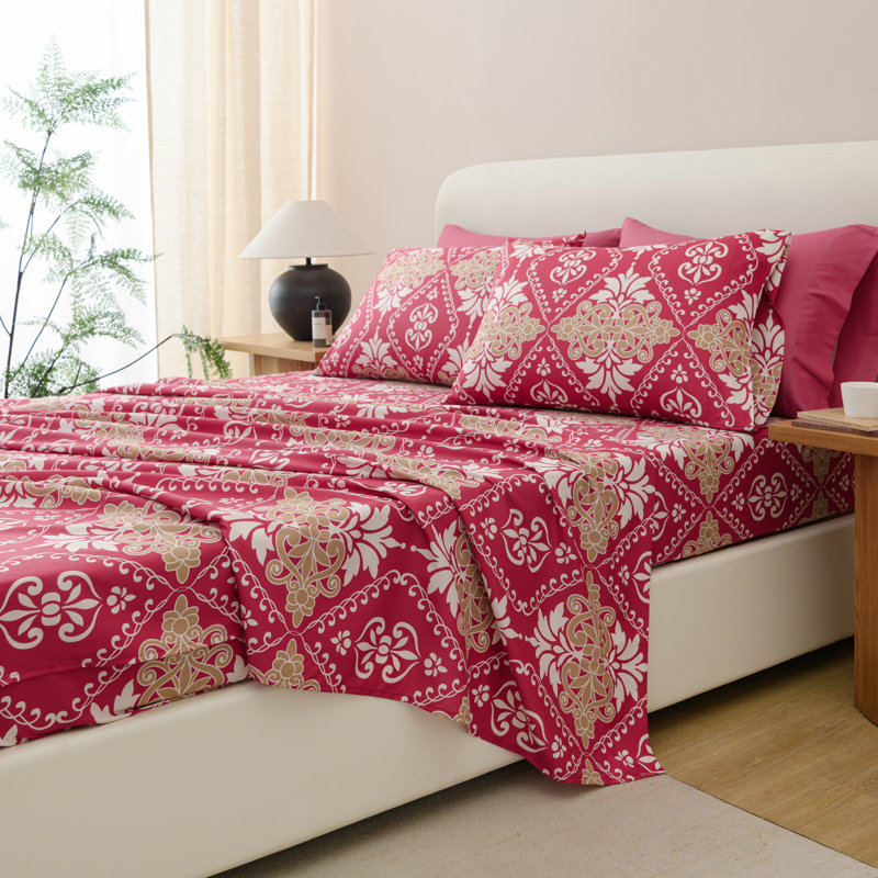 Ensemble de draps Hotel 5ème Ave Bellagio, Burgundy Damask, Full