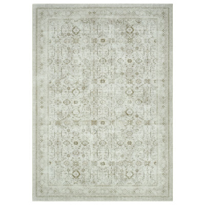 Aldora Blush Meadow Ivory Power-Loomed Cotton Area Rug