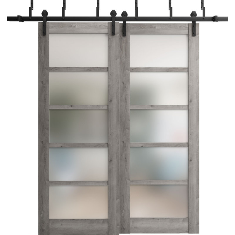 Portes à panneaux coulissantes à panneaux Quadro, 48 po x 80 po, Gris Nebraska