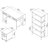 Conway Writing Desk Office Set with Bookcase-344664563